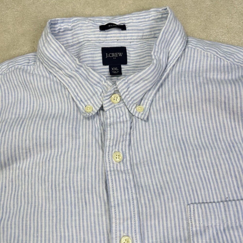 JCrew Linen Short Sleeve Shirt Mens XXL Button Up Lightweight Slim Fit